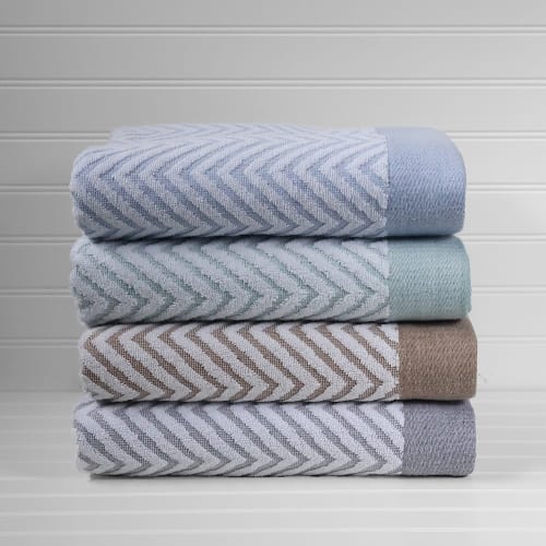 Fibertone Pool Towel, Cotton/Poly Blend, 35x70, 21.0 lbs/dz, Seafoam Chevron